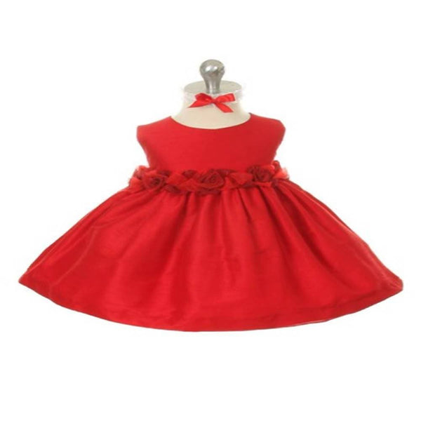 Asmaani Baby Girl's Red Colour Satin A-Line Maxi Full Length Dress (AS-DRESS_22172) - Distacart