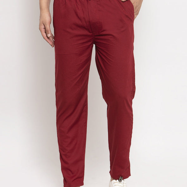 Jainish Men's Maroon Solid Cotton Track Pants ( JOG 011Maroon ) - Distacart