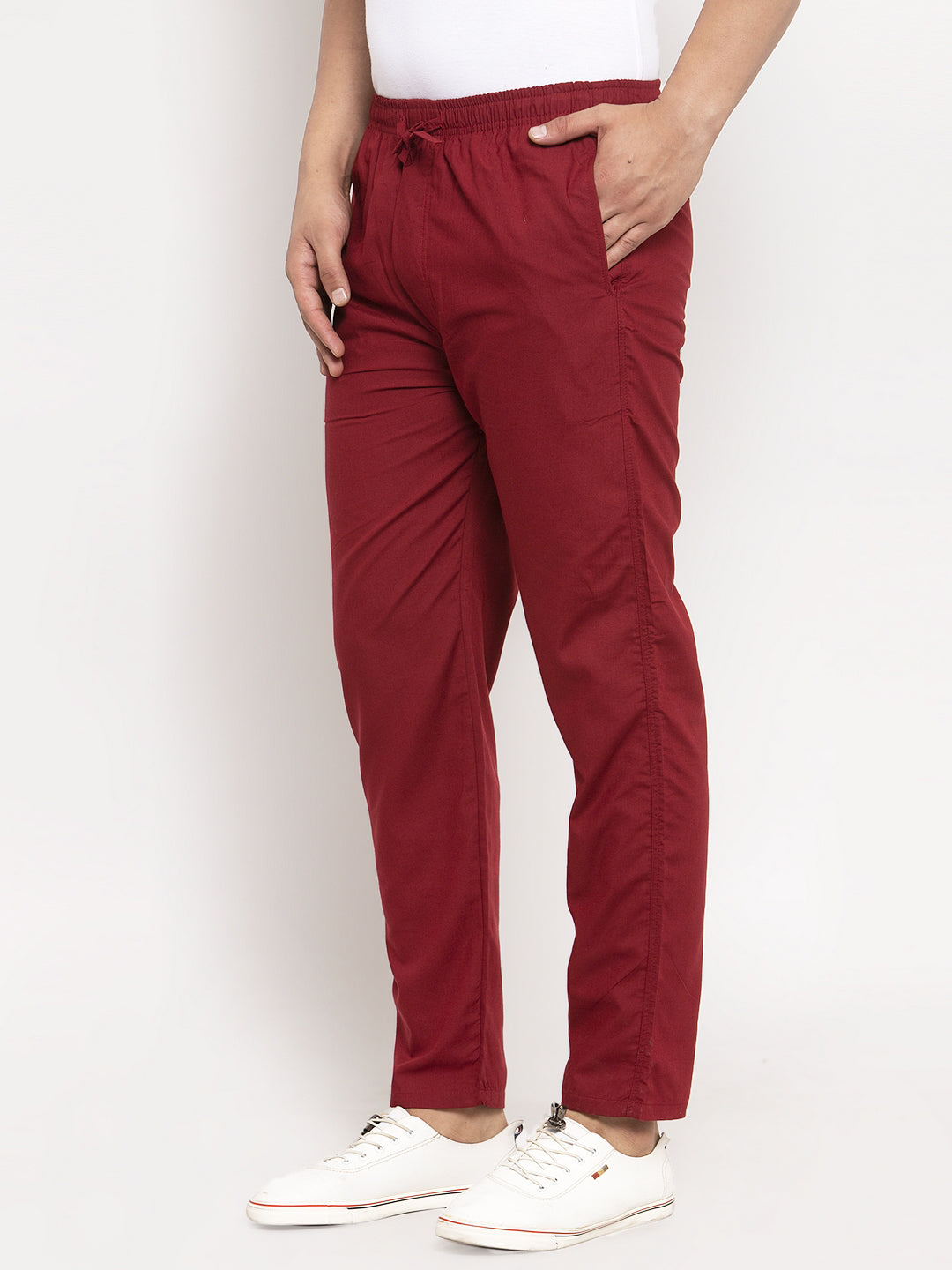 Jainish Men's Maroon Solid Cotton Track Pants ( JOG 011Maroon ) - Distacart