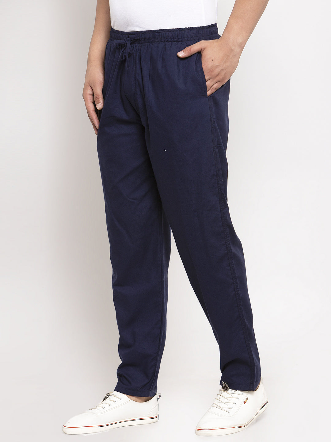 Jainish Men's Navy Blue Solid Cotton Track Pants ( JOG 011Navy ) - Distacart
