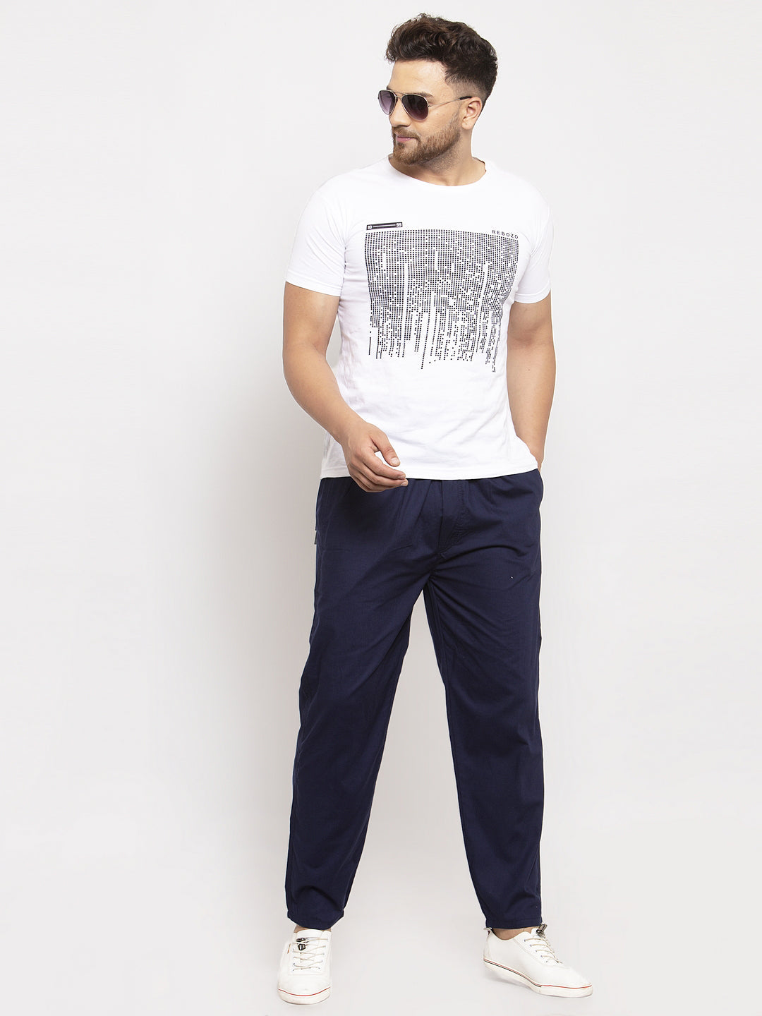 Jainish Men's Navy Blue Solid Cotton Track Pants ( JOG 011Navy ) - Distacart