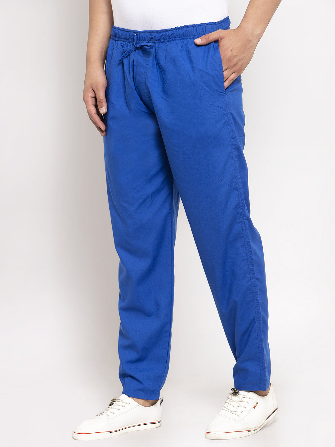 Jainish Men's Blue Solid Cotton Track Pants ( JOG 011Royal-Blue ) - Distacart