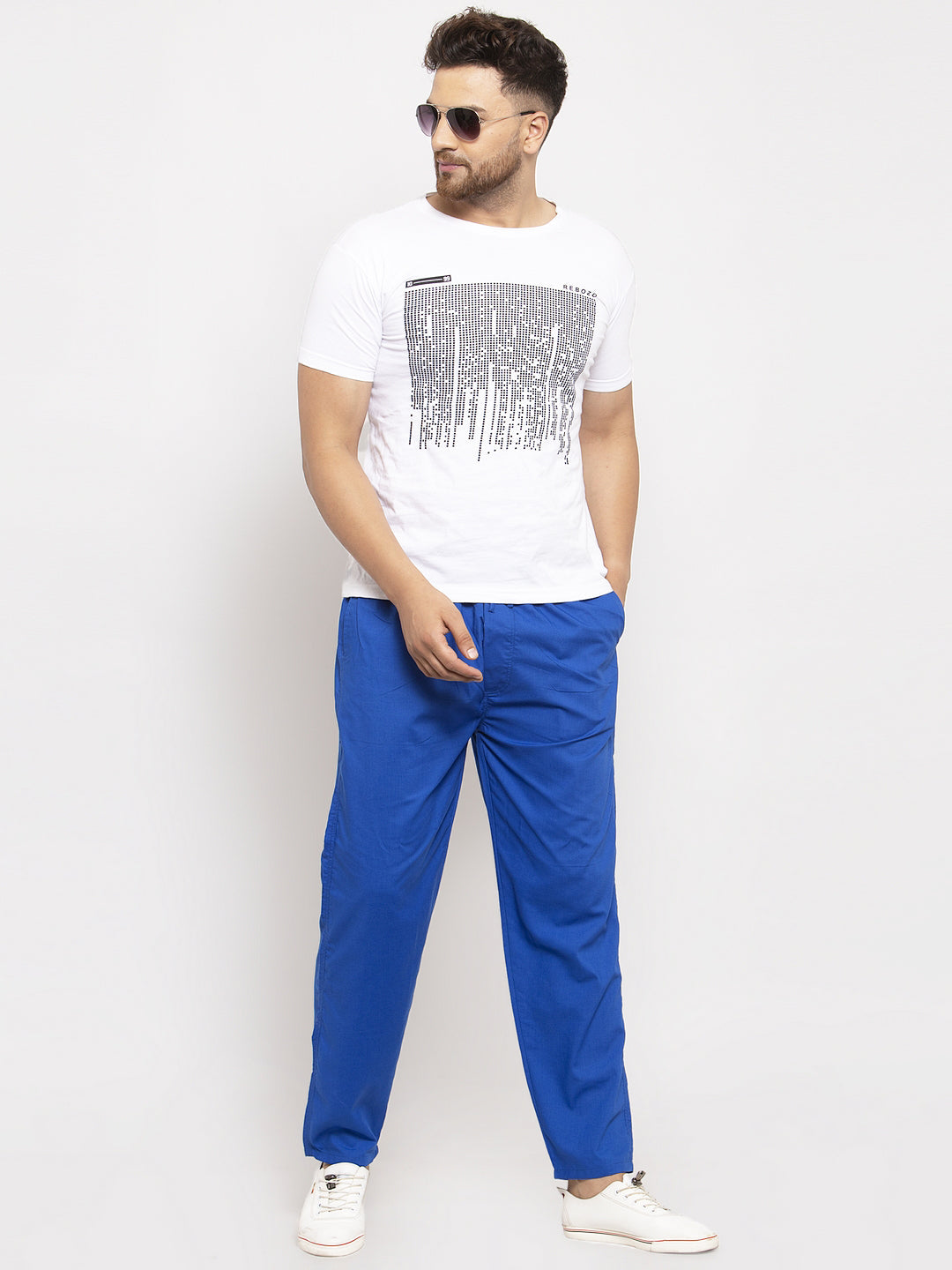 Jainish Men's Blue Solid Cotton Track Pants ( JOG 011Royal-Blue ) - Distacart