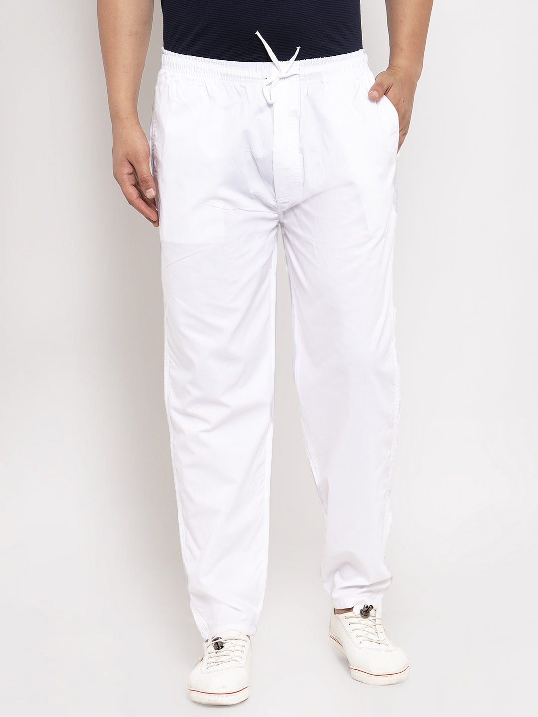 Jainish Men's White Solid Cotton Track Pants ( JOG 011White ) - Distacart