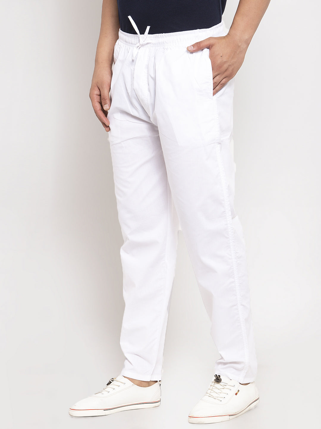 Jainish Men's White Solid Cotton Track Pants ( JOG 011White ) - Distacart