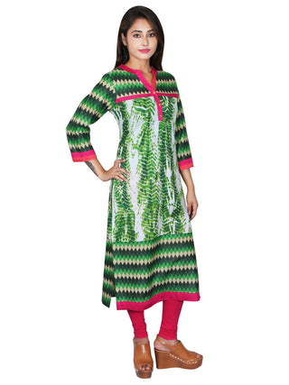 Women's Green Tie Dye Printed Kurti - G & A Apparels - Distacart
