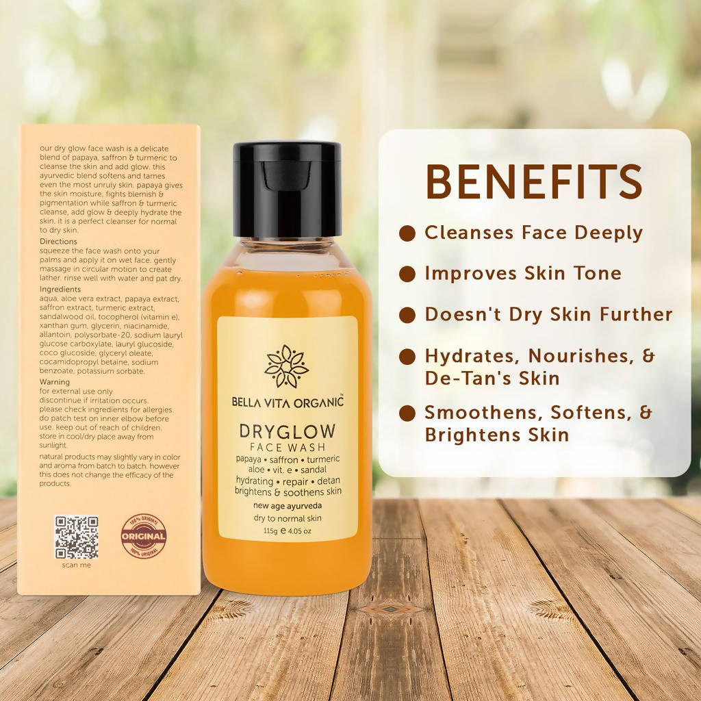 Bella Vita Organic Dryglow Face Wash benefits