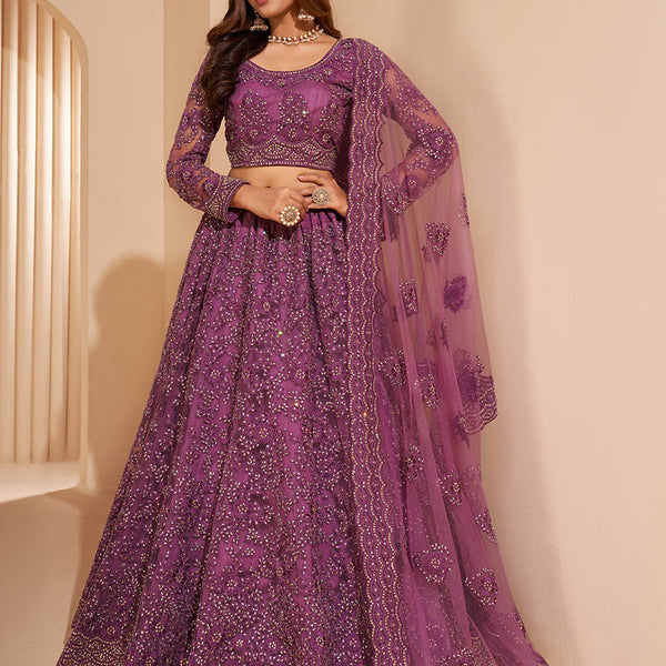 Myra Lilac Heavy Embroidered Designer Lehenga - Distacart