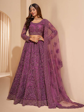 Myra Lilac Heavy Embroidered Designer Lehenga - Distacart