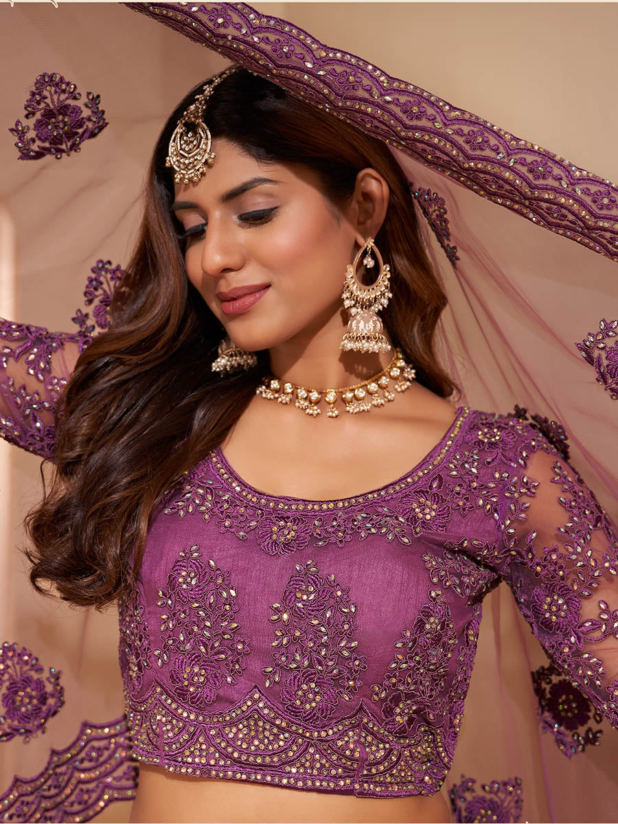 Myra Lilac Heavy Embroidered Designer Lehenga - Distacart