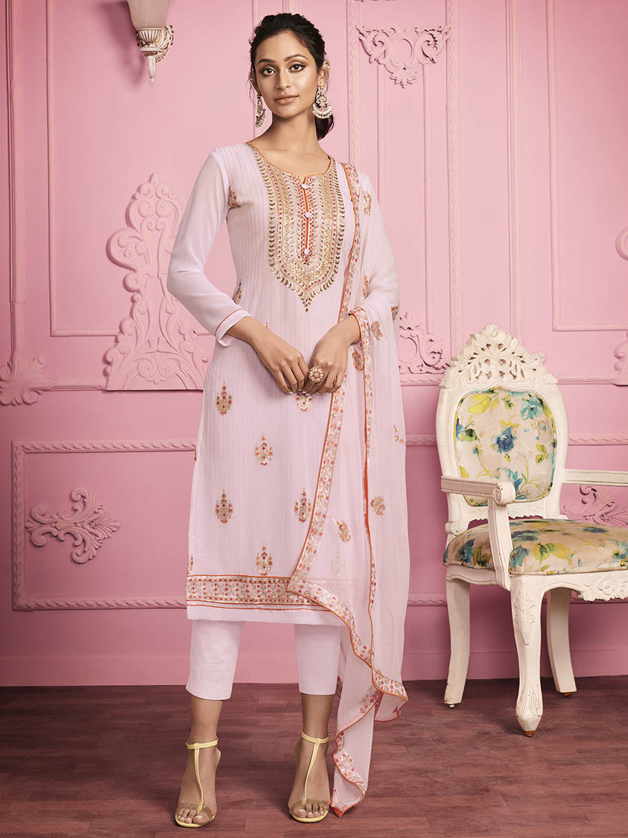 Myra Yellow Embroidered Salwar kameez - Distacart