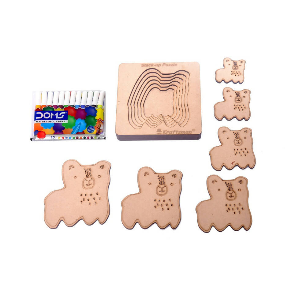 Kraftsman Stack up Puzzles/ Layered Puzzle Cute Dog Shape for Kids | Color Kit Included | 6 Pieces Puzzle - Distacart