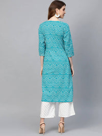 Thumbnail for Anubhutee Turquoise Blue & White Bandhani Print Kurta with Palazzos - Distacart