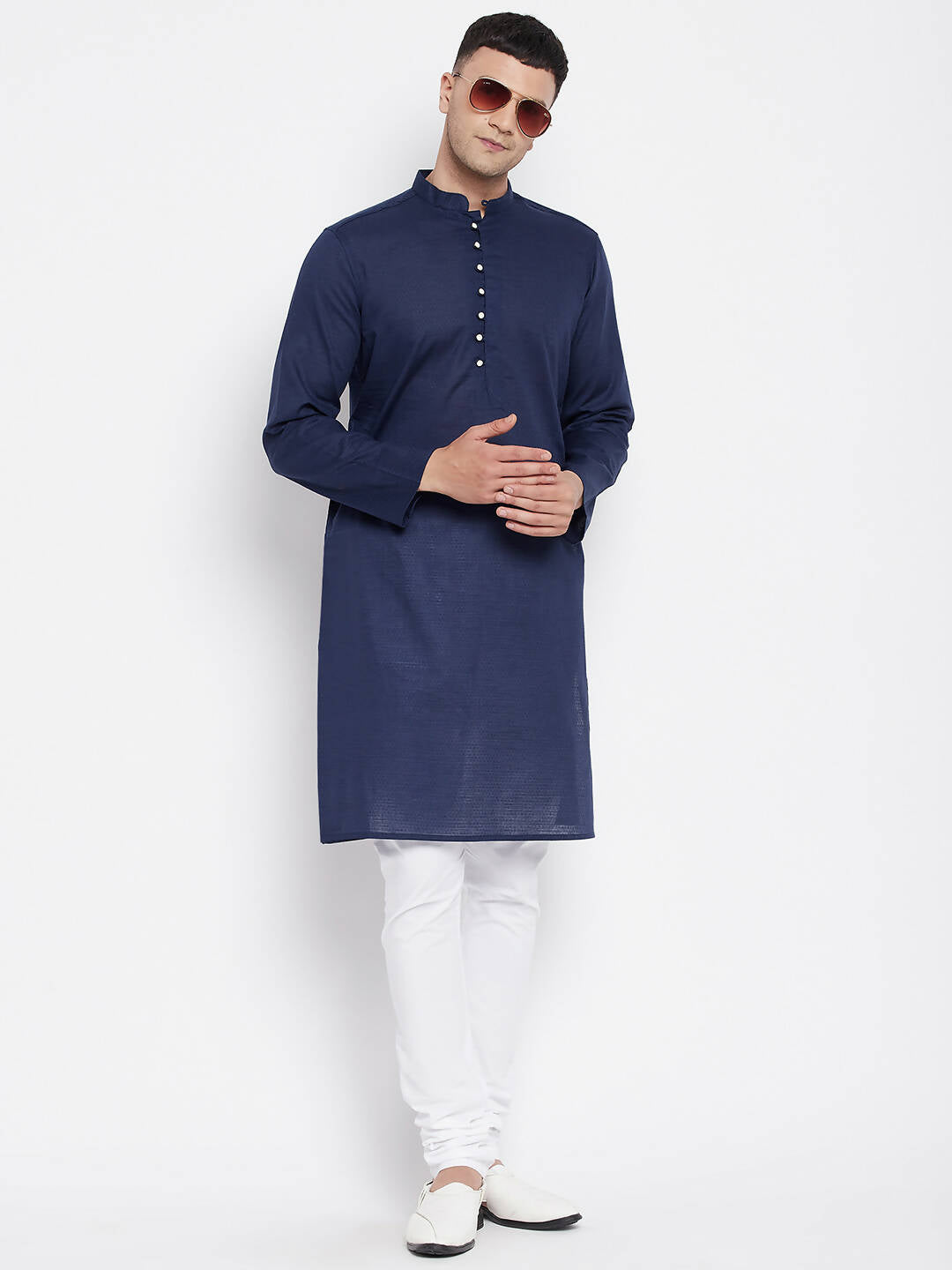 Even Apparels Blue Color Rayon Men's Kurta With Band Collar - Distacart