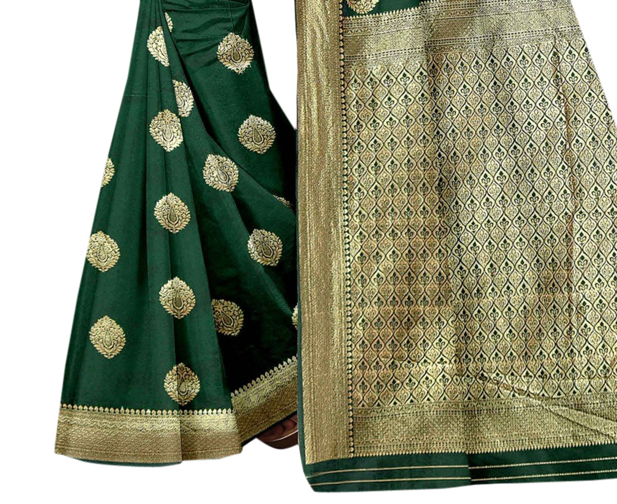 Vamika Green Weaving Banarasi Jacquard Saree - Distacart