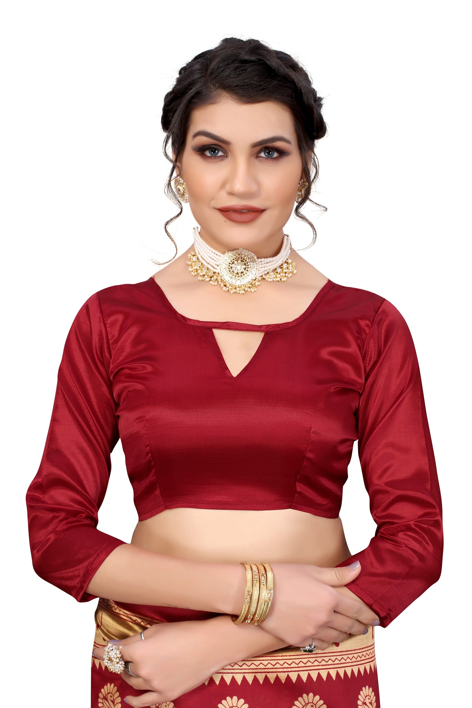 Vamika Maroon Weaving Banarasi Jacquard Saree - Distacart