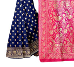 Thumbnail for Vamika Navy Blue Weaving Banarasi Jacquard Saree - Distacart
