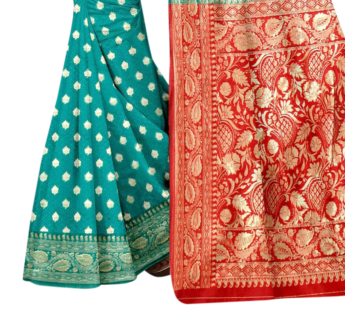 Vamika Rama Green Weaving Banarasi Jacquard Saree - Distacart