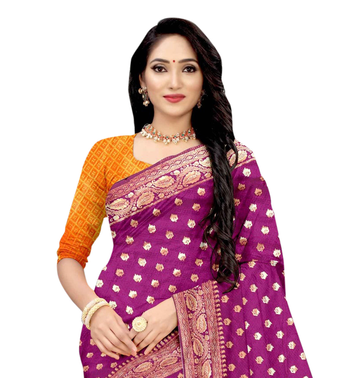 Vamika Purple Weaving Banarasi Jacquard Saree - Distacart