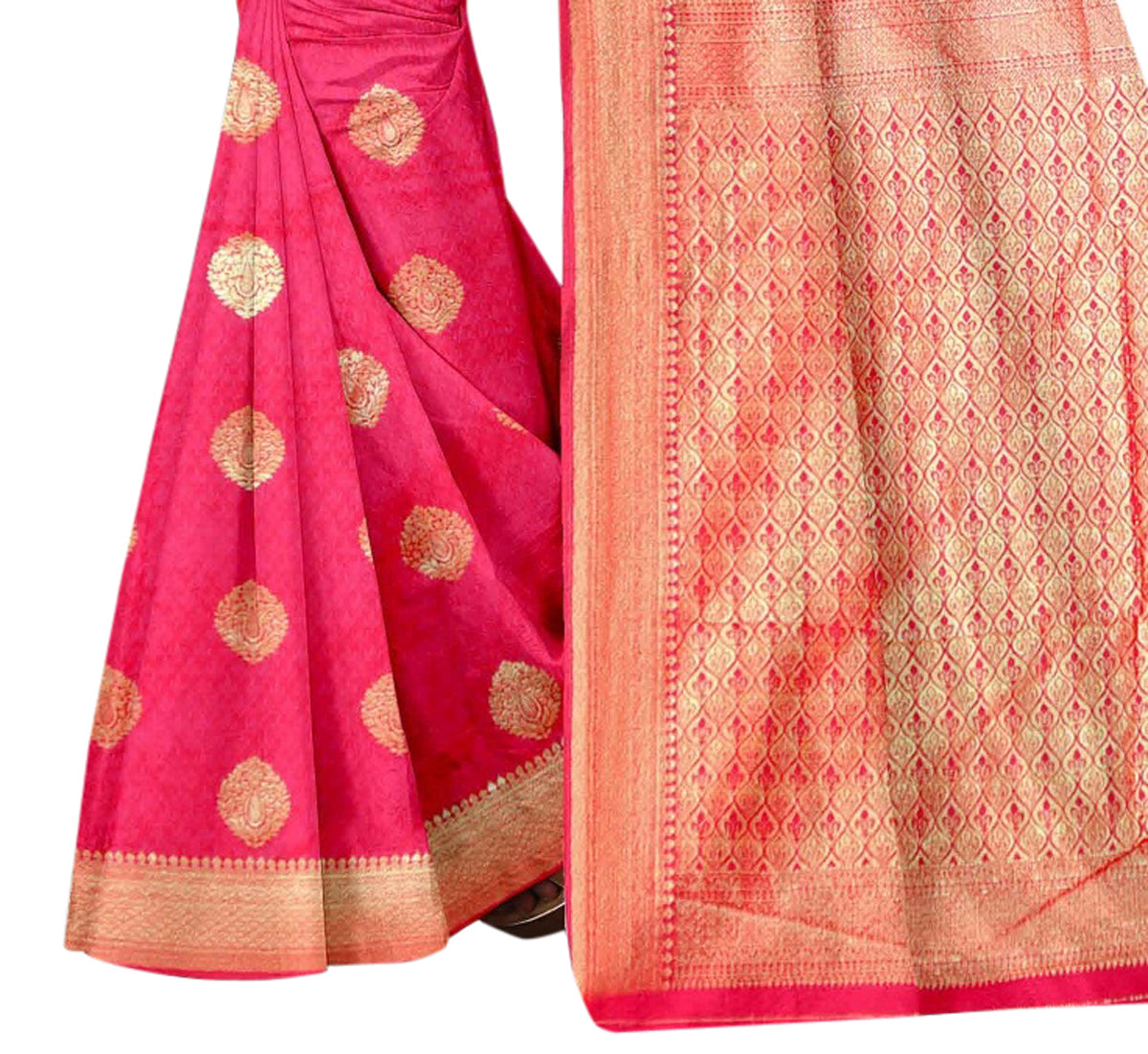Vamika Pink Weaving Banarasi Jacquard Saree - Distacart