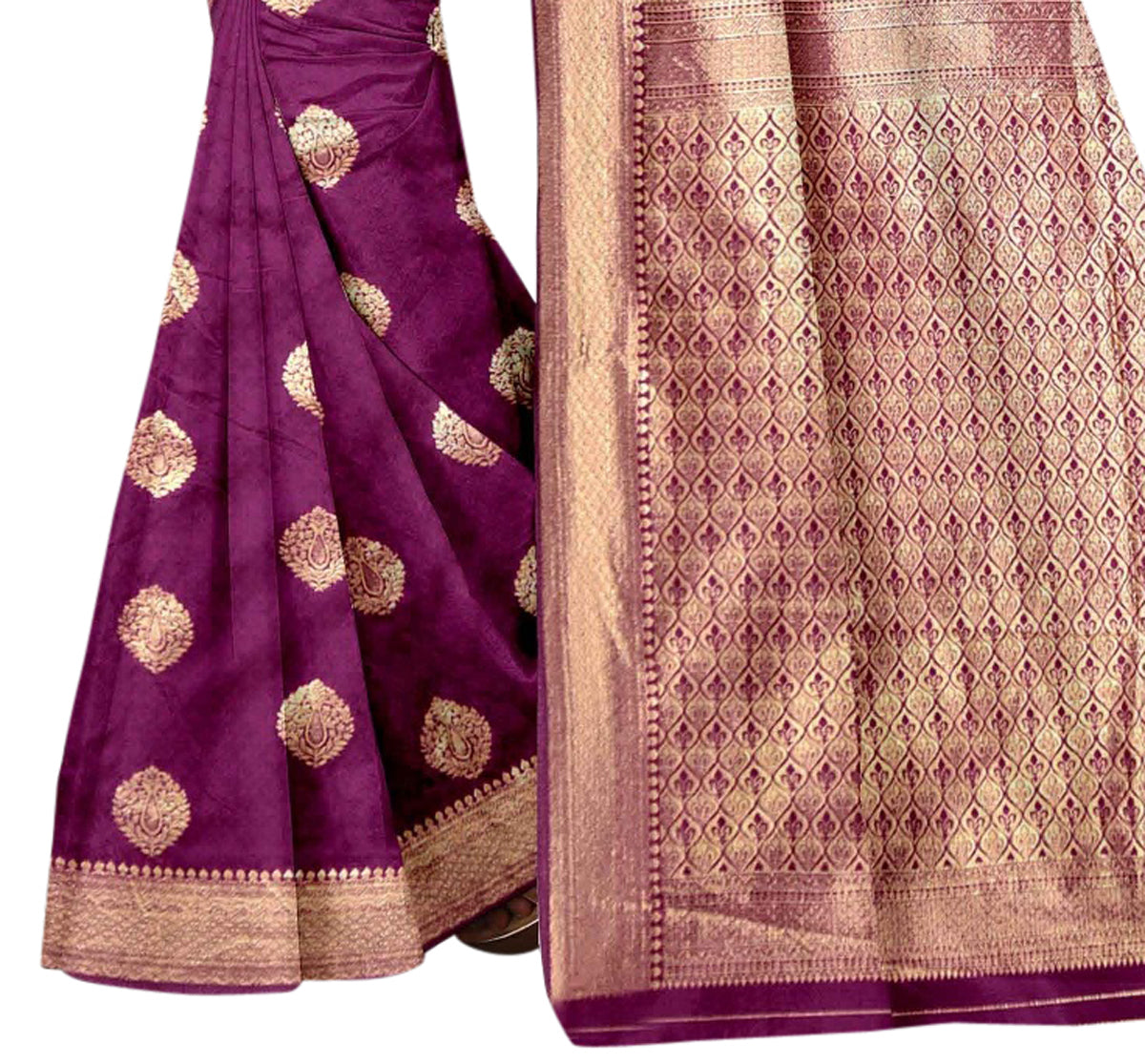 Vamika Purple Weaving Banarasi Jacquard Saree - Distacart