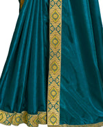 Thumbnail for Teal Solid Vichitra Saree With Unstitched Blouse Piece - Selena - Distacart