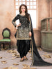 Myra Black Tafeta Silk Patiyala Suit - Distacart