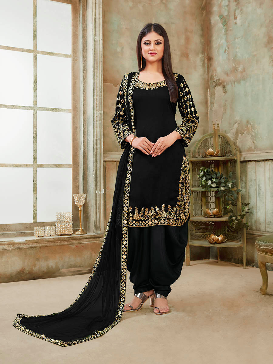 Myra Black Art Silk Real Glass Work Suit - Distacart