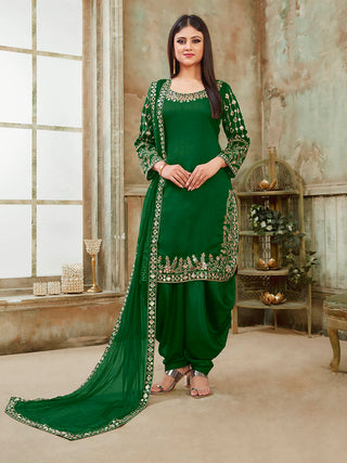 Myra Green Art Silk Real Glass Work Suit - Distacart