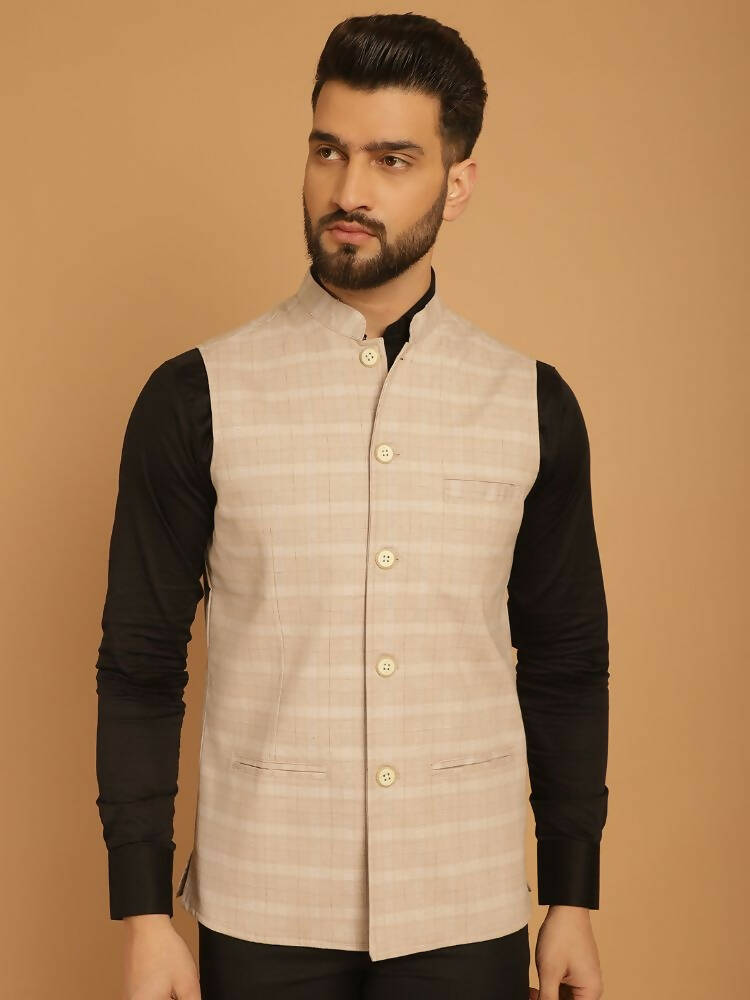 Even Apparels Nehru Jacket With Welt Pockets - Beige - Distacart