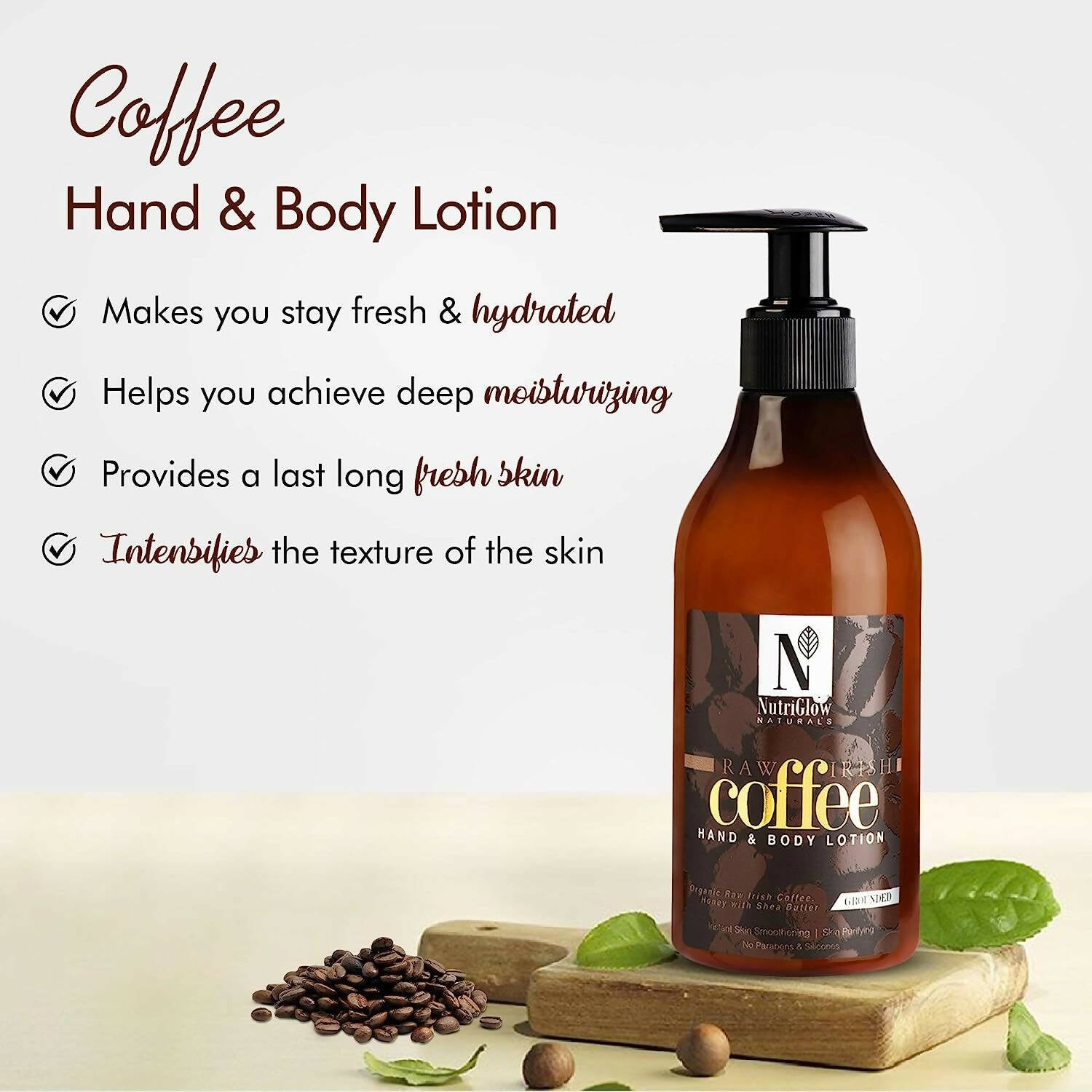 NutriGlow NATURAL'S Raw Irish Coffee Hand and Body Lotion - Distacart