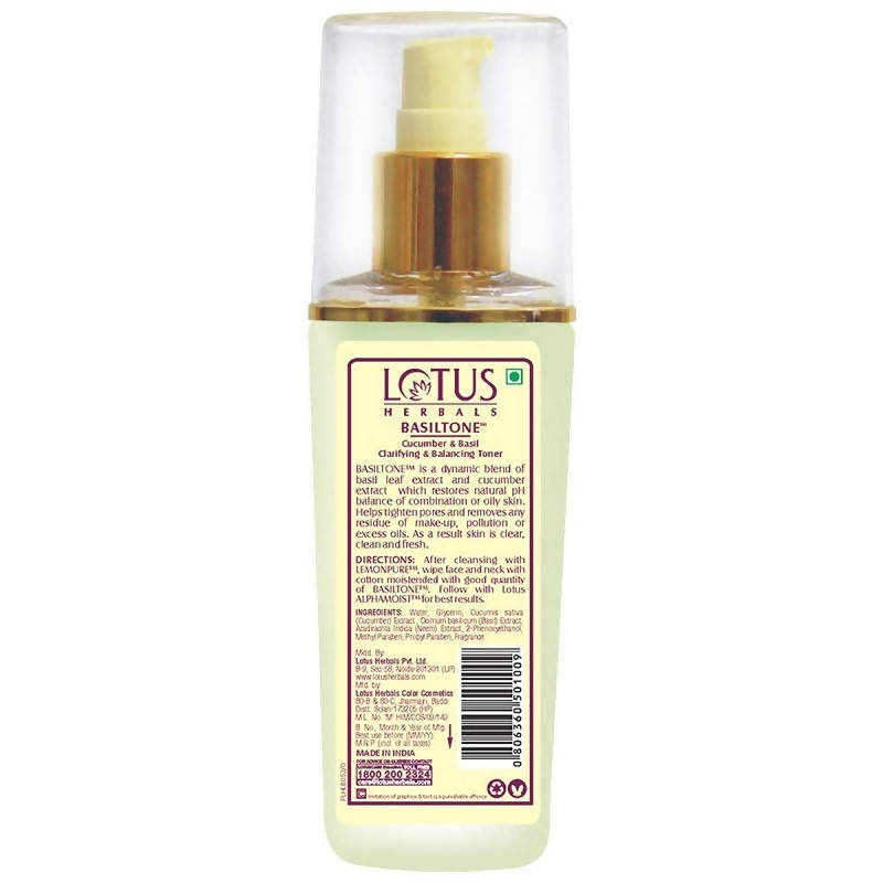 Lotus Herbals Basiltone Cucumber & Basil Clarifying & Balancing Toner - Distacart