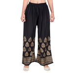 Thumbnail for PAVONINE Black Color Golden Printed Rayon Fabric Sharara For Women - Distacart