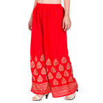 Thumbnail for PAVONINE Red Color Golden Printed Rayon Fabric Sharara For Women - Distacart