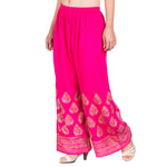 Thumbnail for PAVONINE Rani Color Golden Printed Rayon Fabric Sharara For Women - Distacart