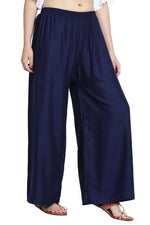 Thumbnail for PAVONINE Navy Blue Color Rayon Fabric Half Flared Sharara For Women - Distacart