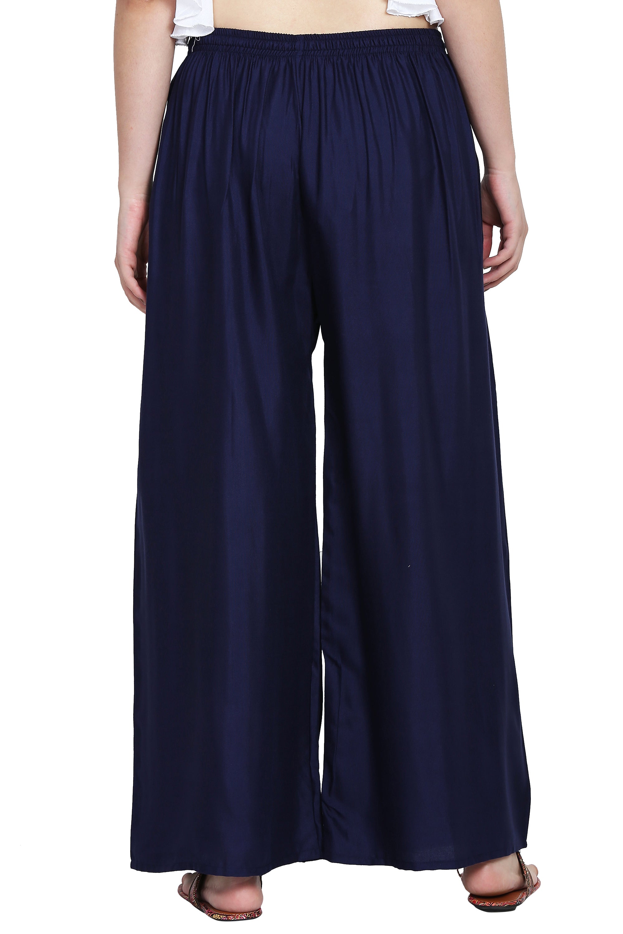 PAVONINE Navy Blue Color Rayon Fabric Half Flared Sharara For Women - Distacart
