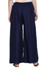 Thumbnail for PAVONINE Navy Blue Color Rayon Fabric Half Flared Sharara For Women - Distacart