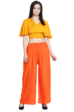 Thumbnail for PAVONINE Orange Color Rayon Fabric Half Flared Sharara For Women - Distacart
