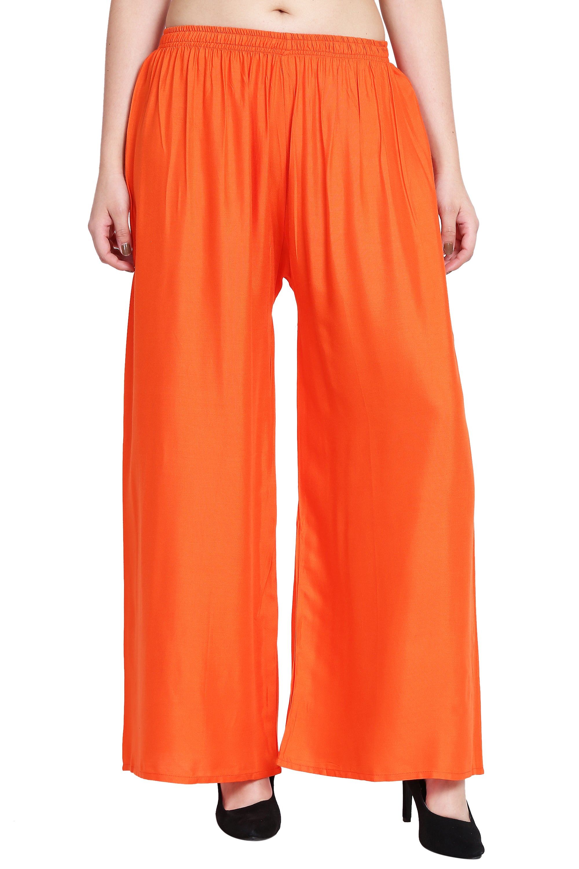 PAVONINE Orange Color Rayon Fabric Half Flared Sharara For Women - Distacart