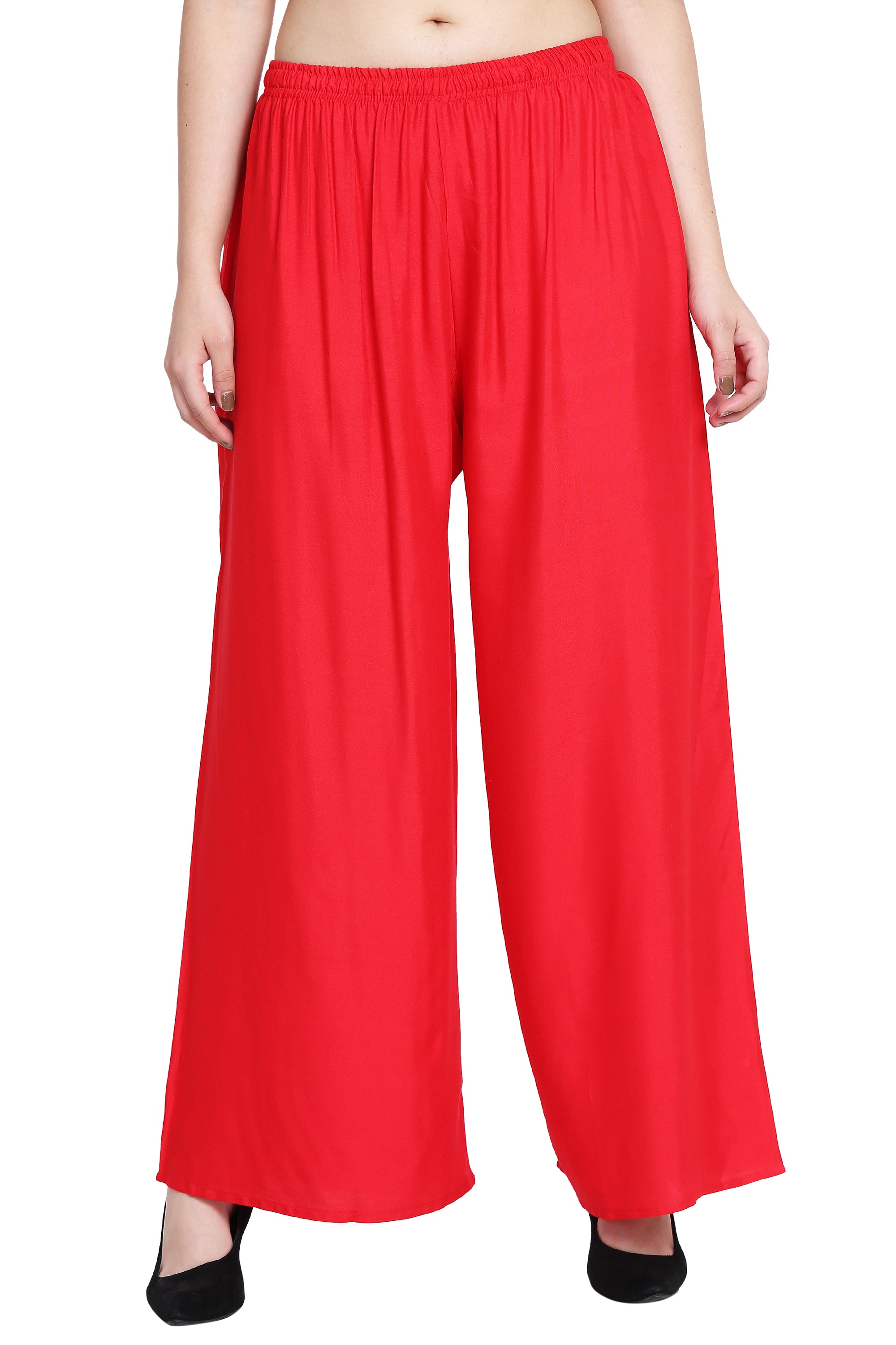 PAVONINE Red Color Rayon Fabric Half Flared Sharara For Women - Distacart