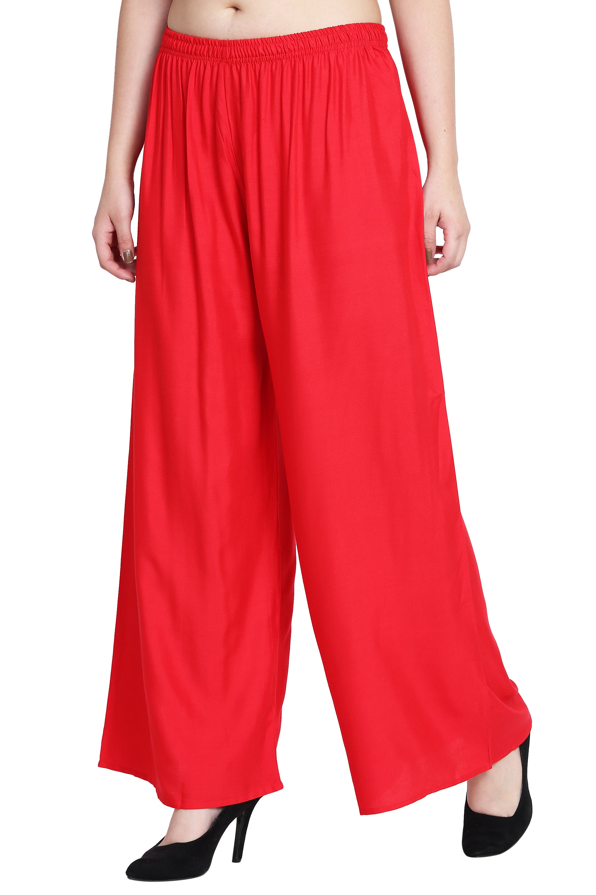 PAVONINE Red Color Rayon Fabric Half Flared Sharara For Women - Distacart