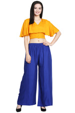 Thumbnail for PAVONINE Royal Blue Color Rayon Fabric Half Flared Sharara For Women - Distacart