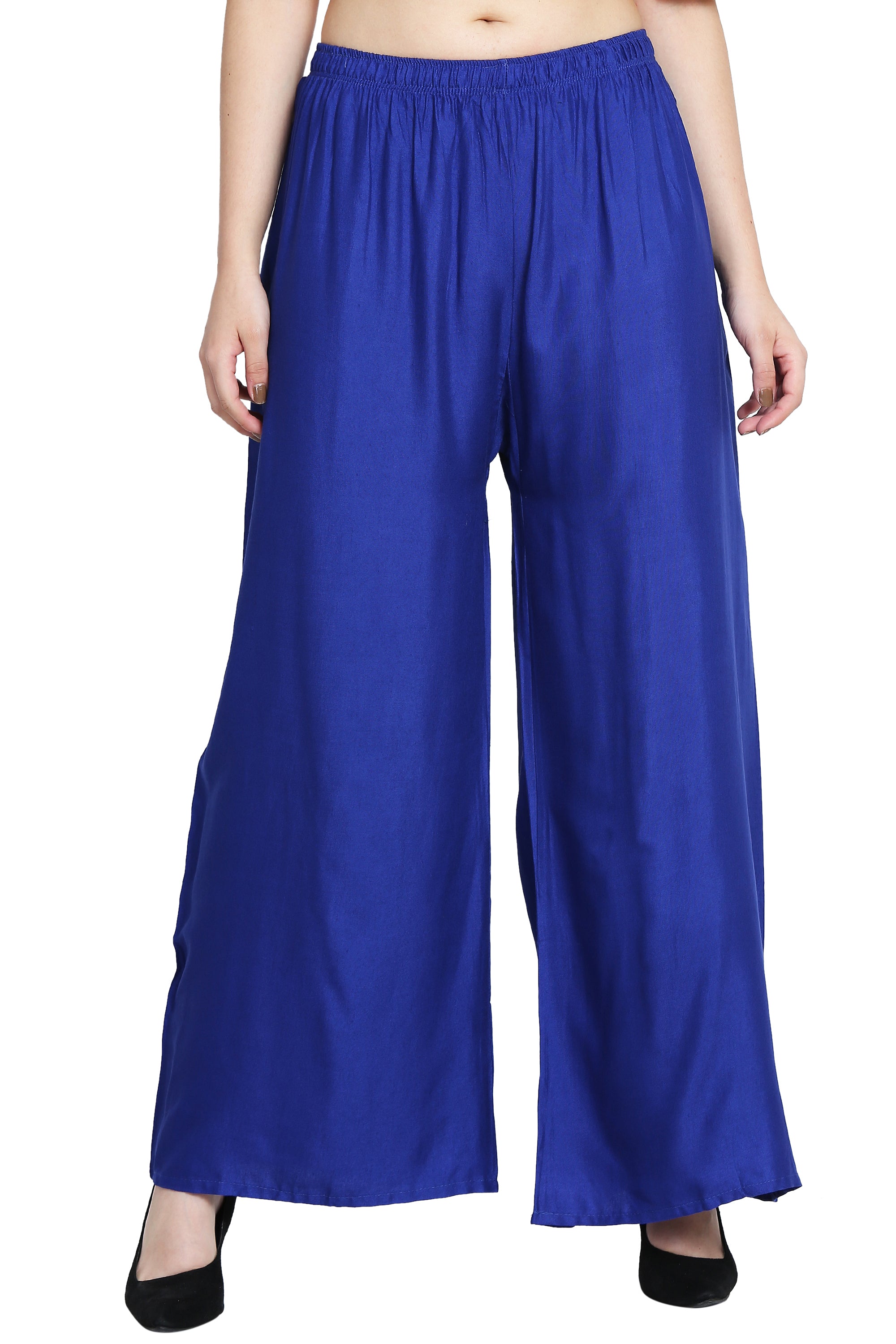 PAVONINE Royal Blue Color Rayon Fabric Half Flared Sharara For Women - Distacart