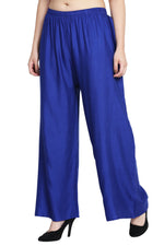 Thumbnail for PAVONINE Royal Blue Color Rayon Fabric Half Flared Sharara For Women - Distacart