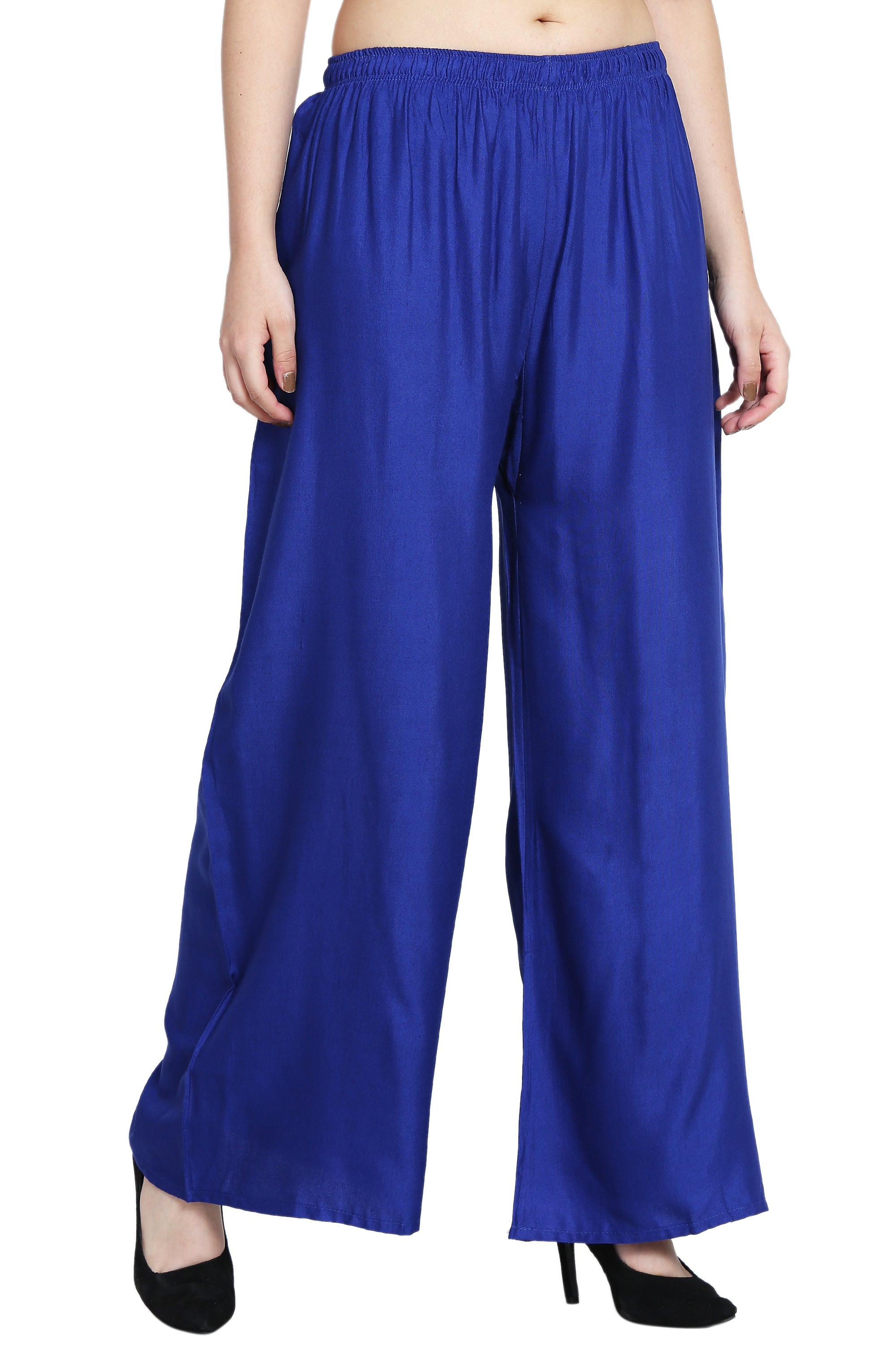 PAVONINE Royal Blue Color Rayon Fabric Half Flared Sharara For Women - Distacart