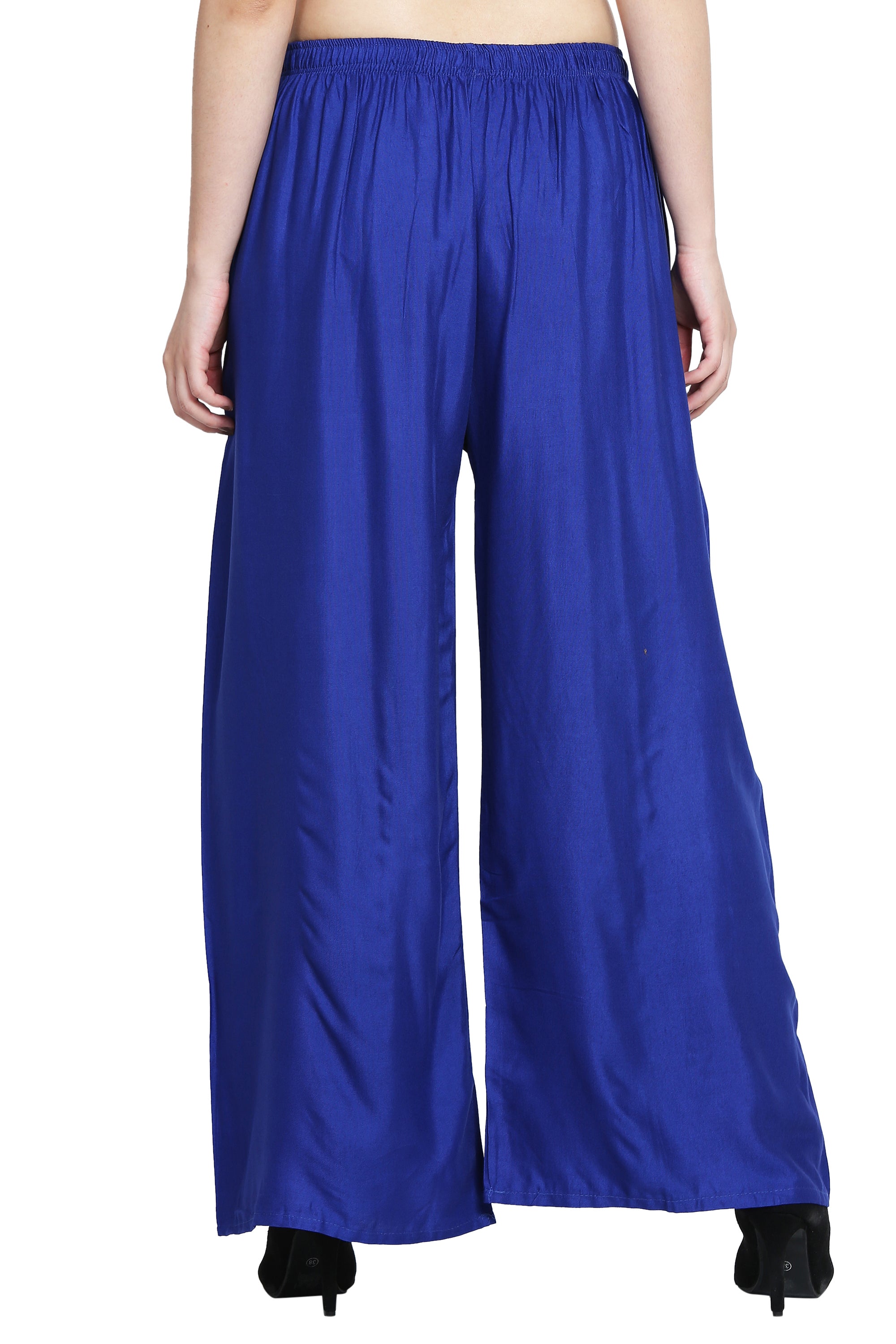 PAVONINE Royal Blue Color Rayon Fabric Half Flared Sharara For Women - Distacart
