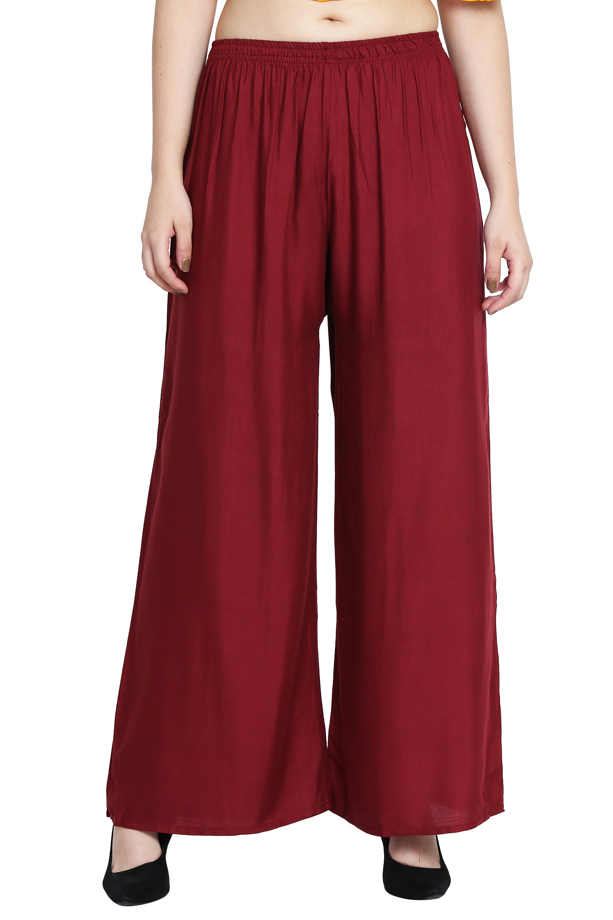 PAVONINE Maroon Color Rayon Fabric Half Flared Sharara For Women - Distacart