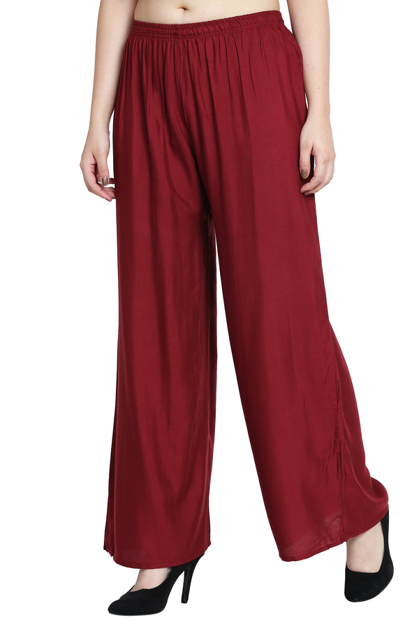 PAVONINE Maroon Color Rayon Fabric Half Flared Sharara For Women - Distacart