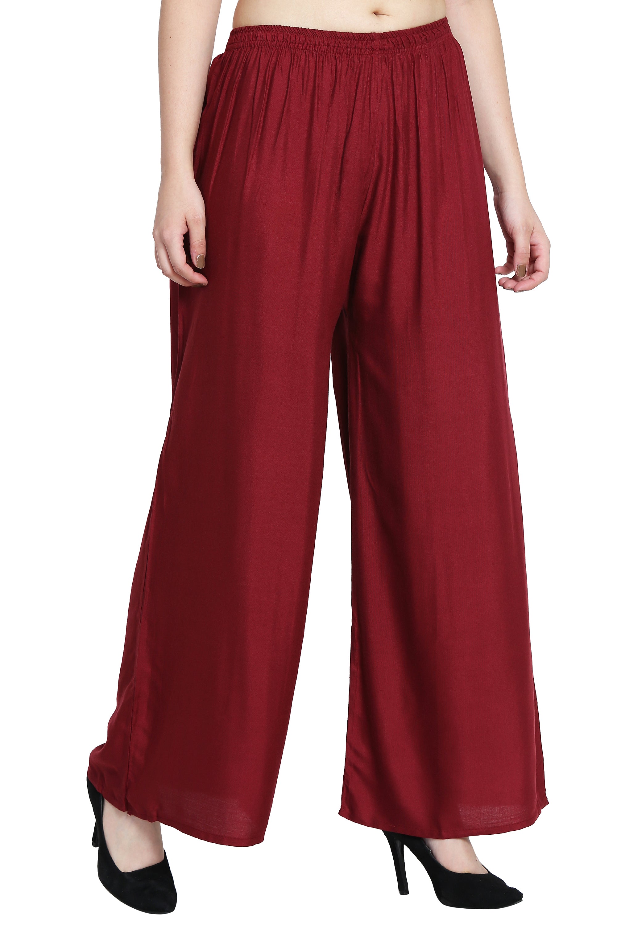 PAVONINE Maroon Color Rayon Fabric Half Flared Sharara For Women - Distacart